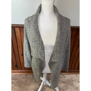 Womens Eileen Fisher Gray Mohair and Wool Open Front Cardigan Sweater‎ Petite L